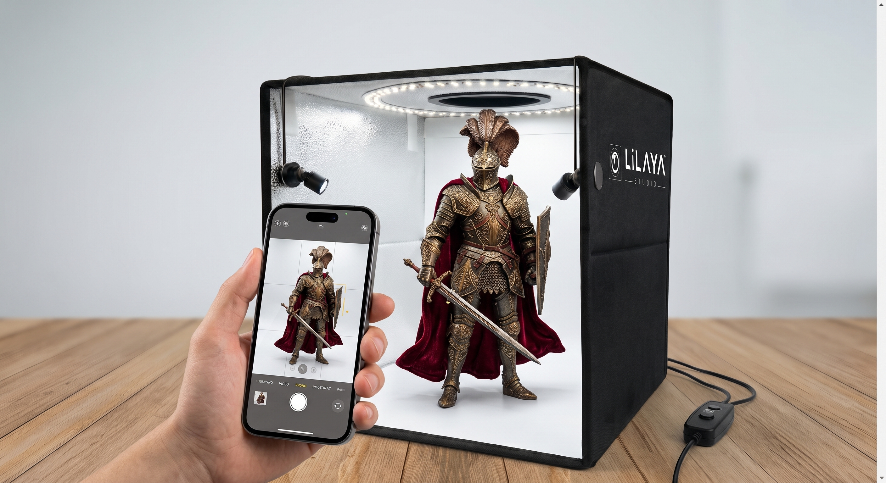 Figurine de collection photographiée avec la photobox